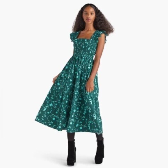 Hill House Dresses Hillhouse Green Botanical Ellie Nap Midi Dress
